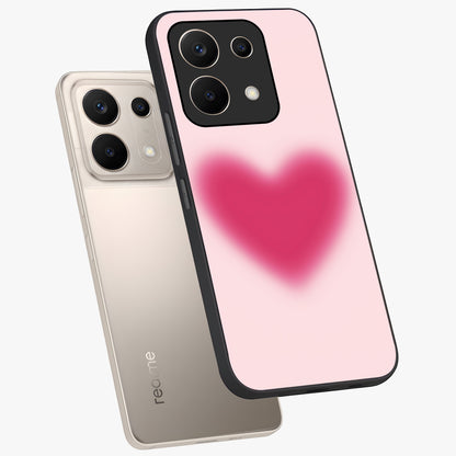 Pink Aura Heart Glass Case displayed in angled mockup highlighting vibrant pink heart design with dreamy aura aesthetic.