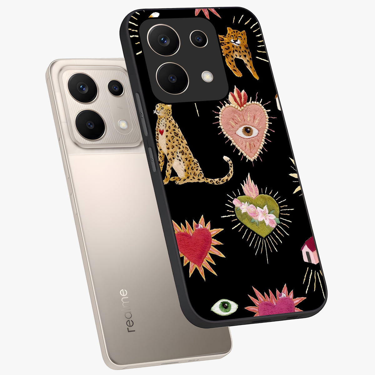 Sacred Jungle Heart Glass Case displayed in angled mockup highlighting lush tropical design with natural aesthetic style.