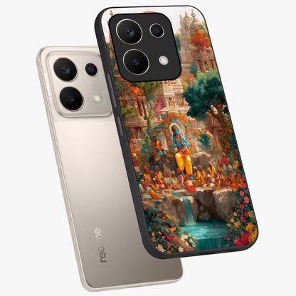 Sacred Sunlight Gods Glass Case displayed in angled mockup highlighting radiant spiritual design with celestial aesthetic.