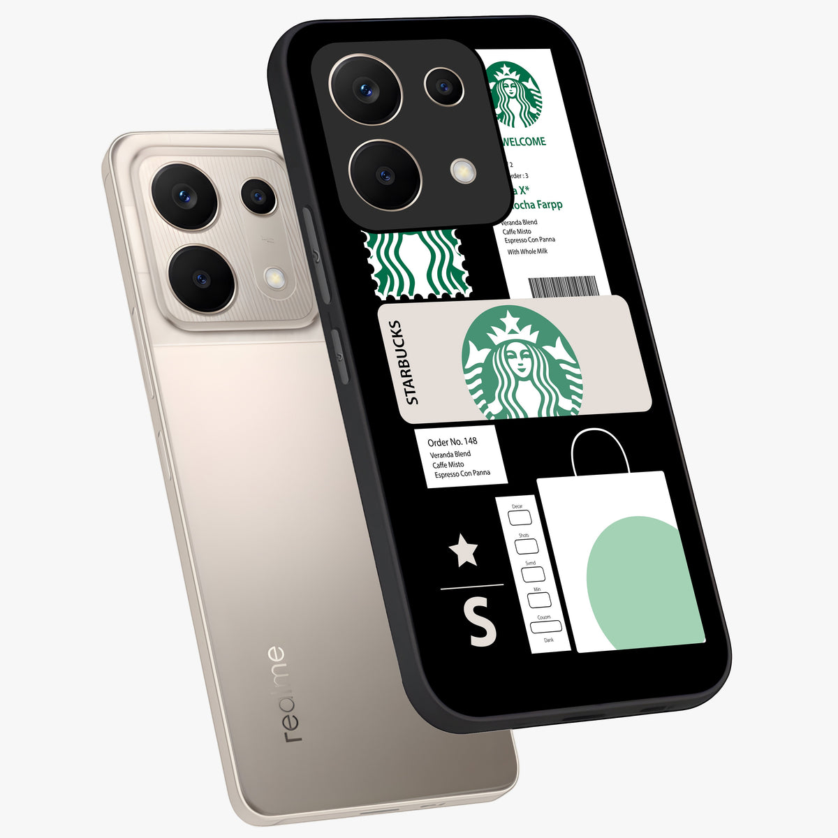 Starbucks Mocha Glass Case displayed in angled mockup highlighting stylish mocha themed design with cozy café aesthetic.