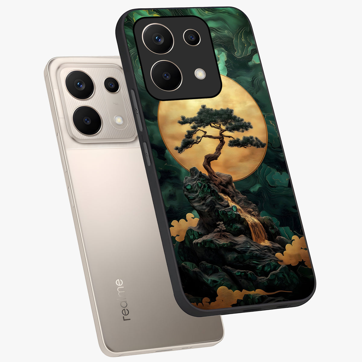 Zen Moon Rise Glass Case displayed in angled mockup highlighting peaceful lunar design with zen aesthetic style.