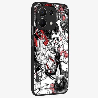 Crimson Chaos Panel Glass Case upright view showcasing intense crimson artwork with dramatic aesthetic style.