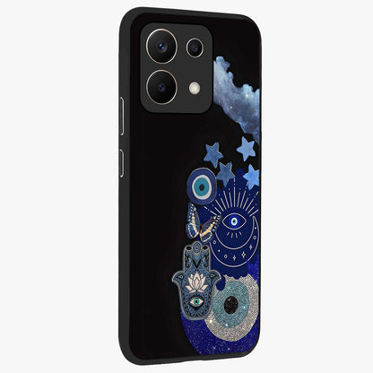 Galactic Charm Cluster Glass Case upright view showcasing glowing cosmic charm artwork with magical celestial style.