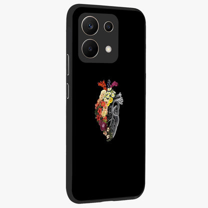 Heart With Flowers Glass Case upright view showcasing decorative heart and floral artwork with sweet romantic theme.