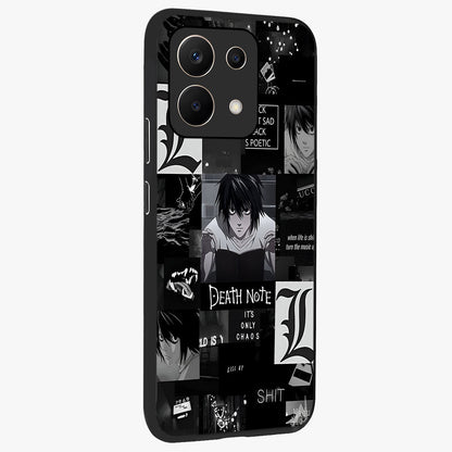 Midnight Chaos Mind Glass Case upright view showcasing expressive abstract artwork with bold dark theme.
