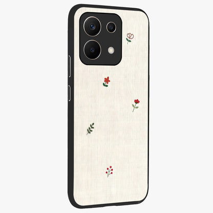 Minimalistic Blue With White Flower Pattern Glass Case upright view showcasing clean white flower artwork with calming blue theme.