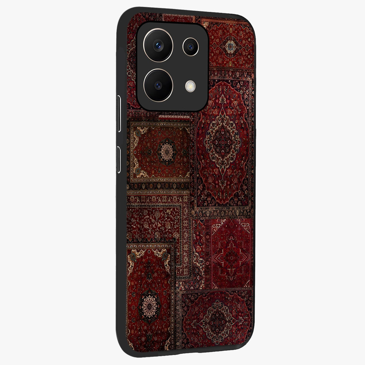 Persian Velvet Tale Glass Case upright view showcasing elegant Persian artwork with classic heritage theme.