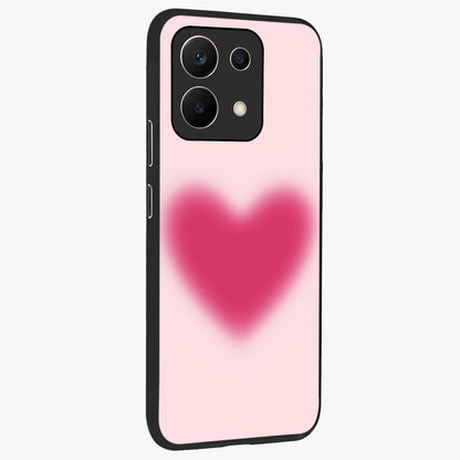 Pink Aura Heart Glass Case upright view showcasing romantic heart artwork with soft pastel theme.
