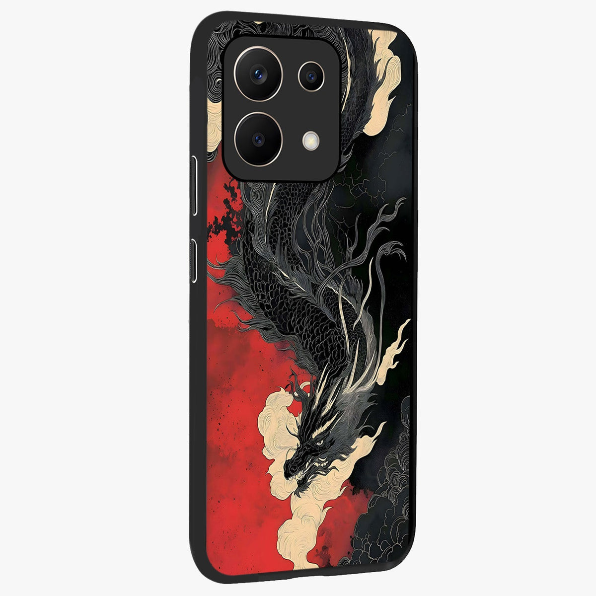 Shadow Dragon Fury Glass Case upright view showcasing intense dragon artwork with dramatic shadow theme.