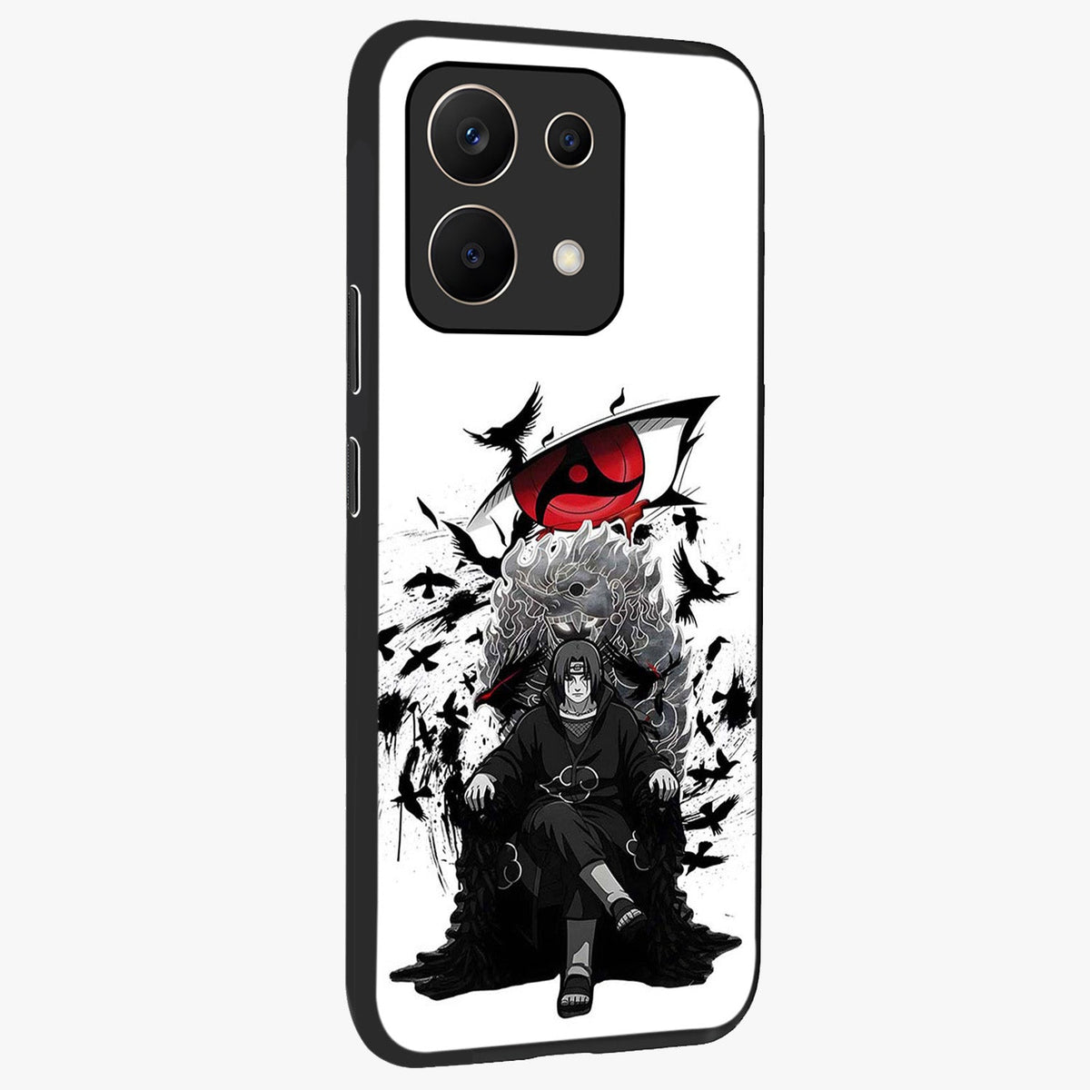 Uchiha Shadow Throne Glass Case upright view showcasing magical underwater galaxy artwork with vibrant cosmic theme.