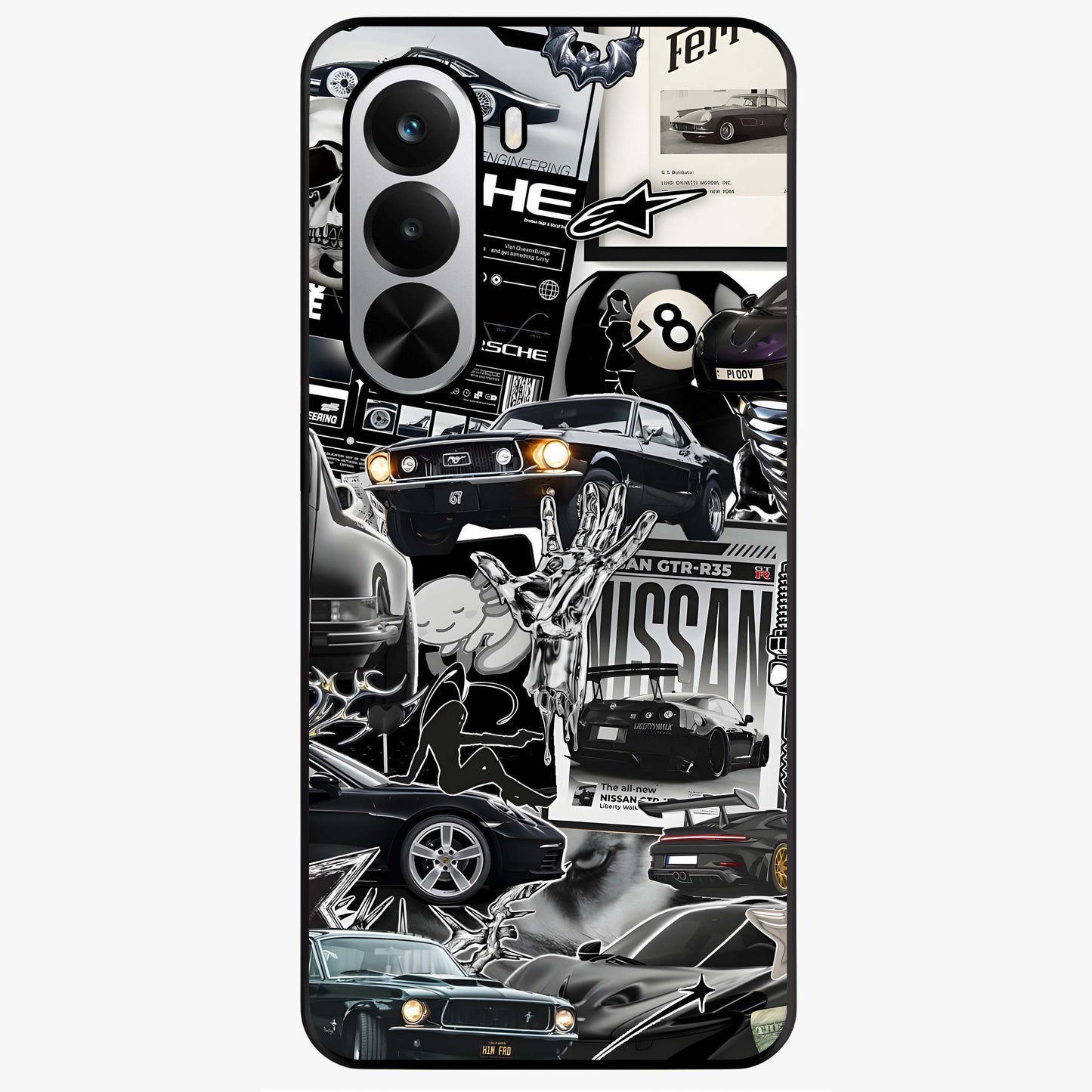 Aesthetic Dark Love Glass Case showing flat back view with dark romantic artwork and glossy glass finish.