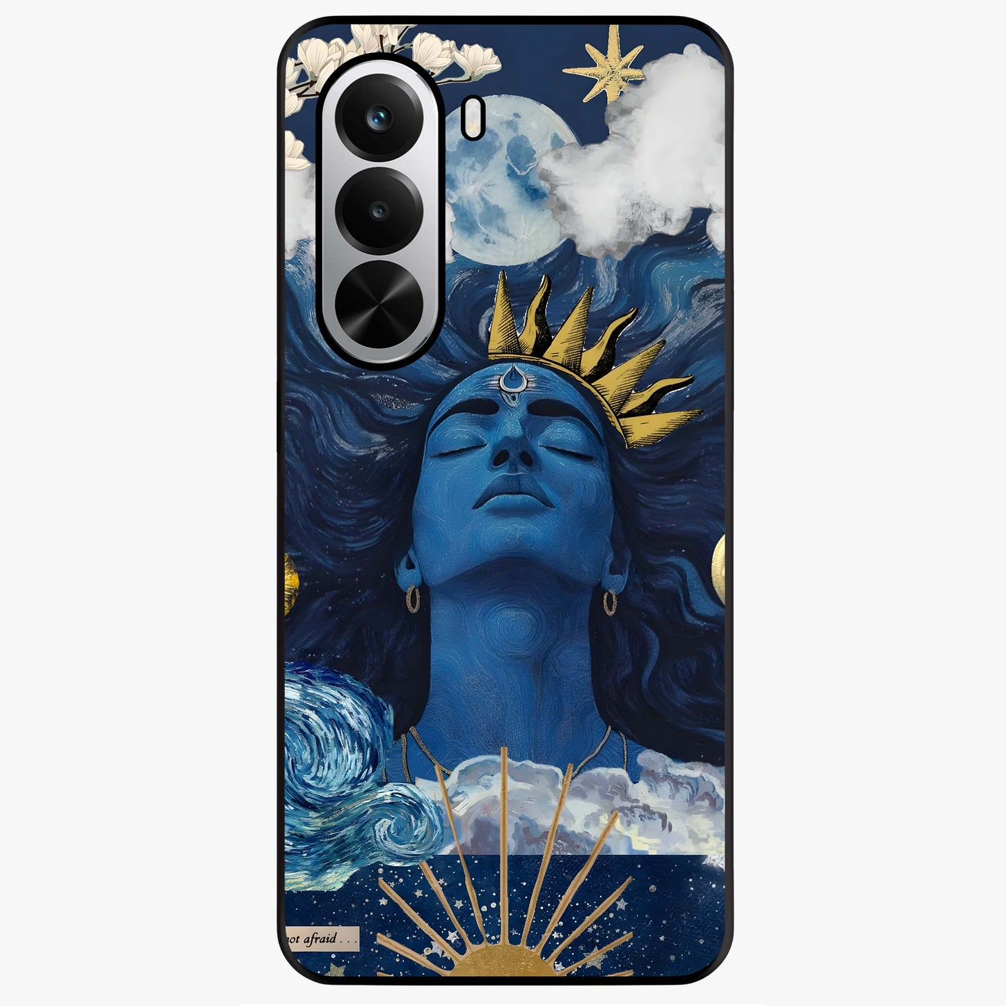 Aesthetic Lord Shiva Glass Case showing flat back view with divine Shiva artwork and glossy glass finish.