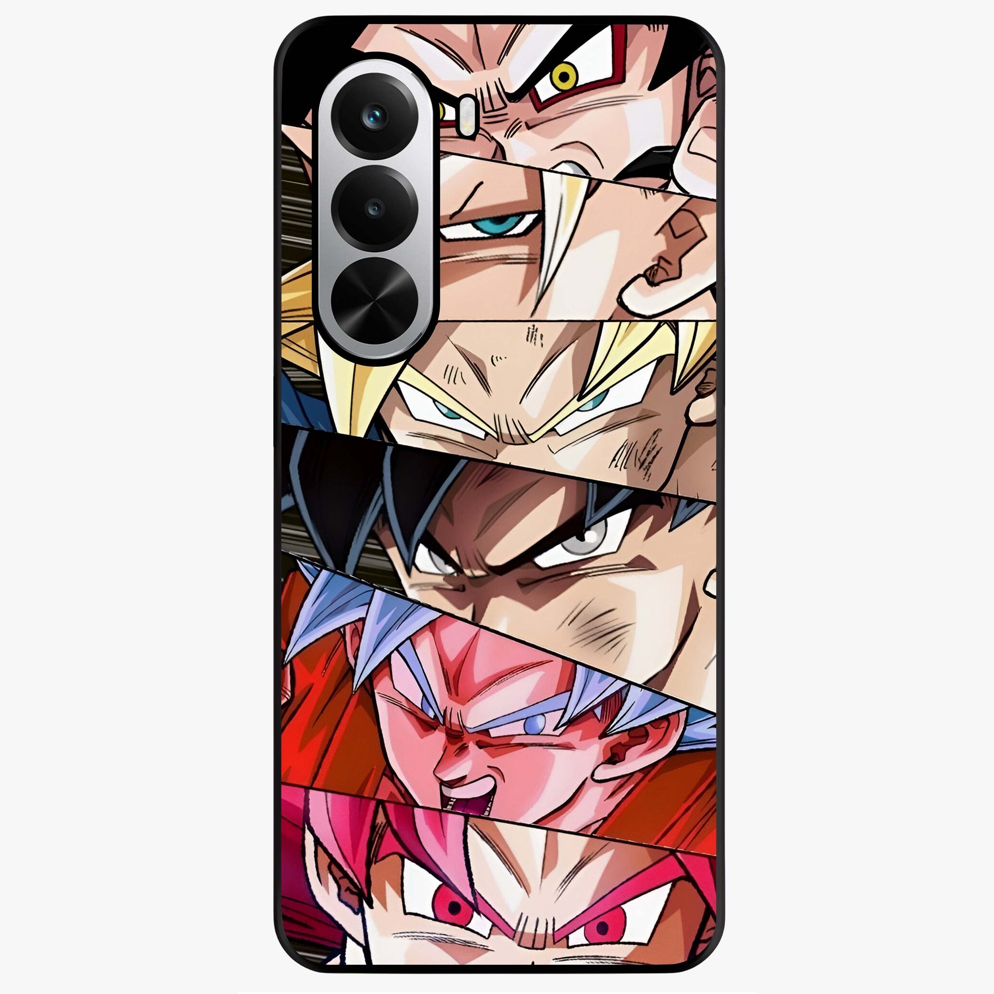 Anime Character Glass Case showing flat back view with vibrant anime artwork and glossy glass finish.