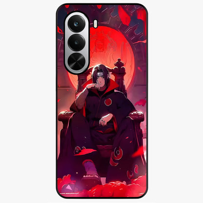 Blood Moon Sovereign Glass Case showing flat back view with mystical blood moon artwork and glossy glass finish.