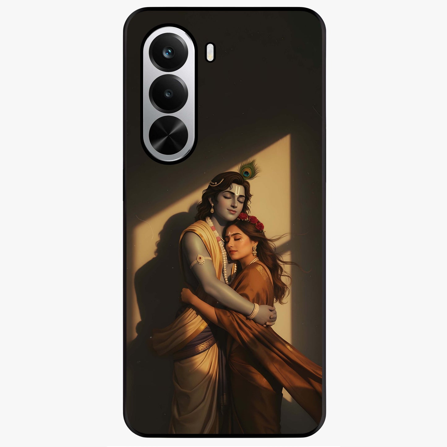 Divine Eternal Love Glass Case showing flat back view with spiritual love themed artwork and glossy glass finish.