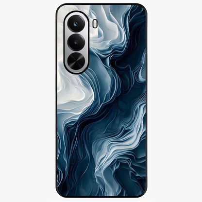Ethereal Paper Marble Glass Case showing flat back view with soft marble paper texture artwork and glossy glass finish.