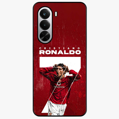 Goal Celebration Legacy Glass Case showing flat back view with football celebration inspired artwork and glossy glass finish.