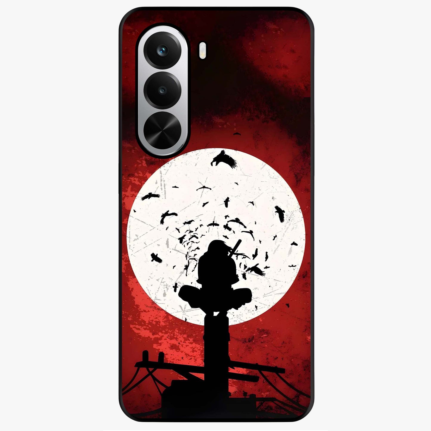 Itachi Limited Edition Naruto Anime Glass Case showing flat back view with iconic anime character artwork and glossy glass finish.