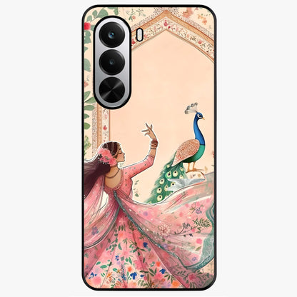 Royal Grace Muse Glass Case showing flat back view with elegant artistic artwork and glossy glass finish.