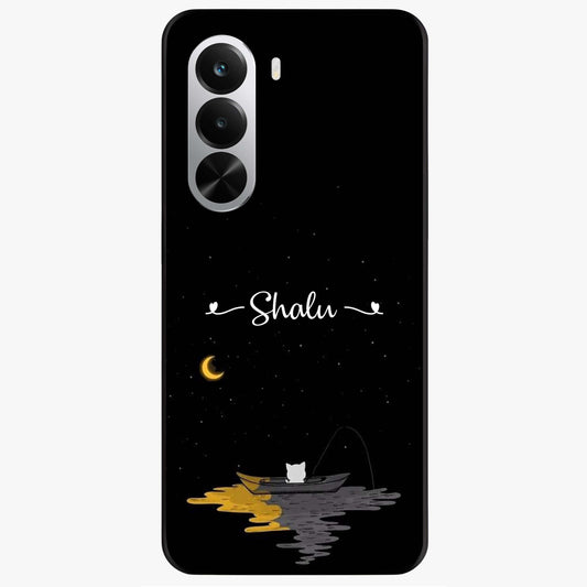Silent Night Row Glass Case showing flat back view with calm night themed artwork and glossy glass finish.