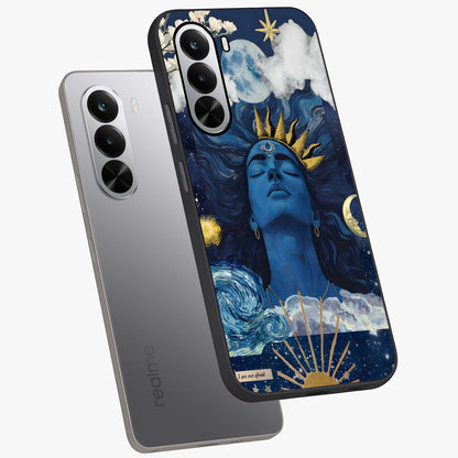 Aesthetic Lord Shiva Glass Case displayed in angled mockup highlighting spiritual Shiva illustration and sacred aesthetic design.