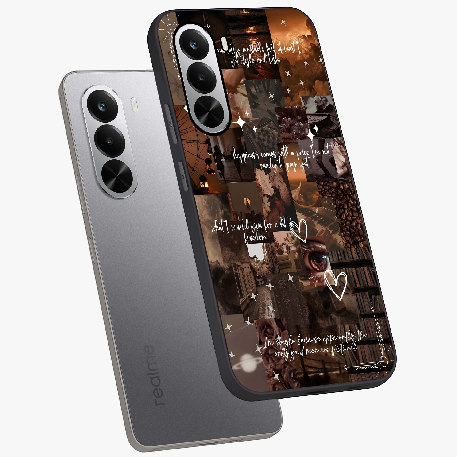 Bittersweet Aesthetic Chaos Glass Case displayed in angled mockup highlighting expressive abstract artwork and edgy aesthetic theme.