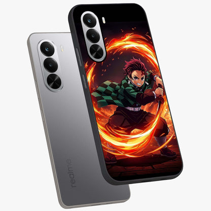 Blazing Sword Resolve Glass Case displayed in angled mockup highlighting powerful sword illustration and bold fantasy theme.