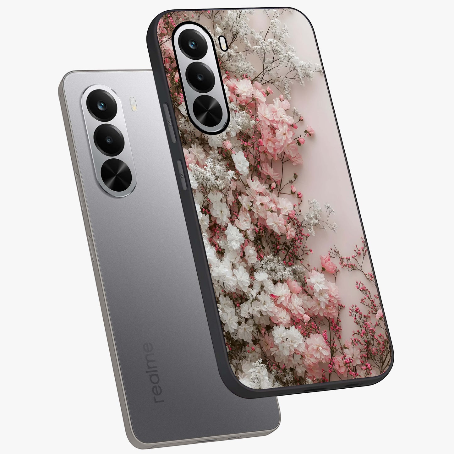 Blush Blossom Cloud Glass Case displayed in angled mockup highlighting soft cloud and blossom design with pastel aesthetic.