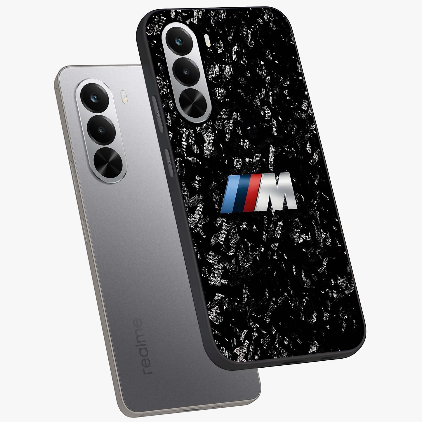 Carbon Speed Mark Glass Case displayed in angled mockup highlighting racing inspired carbon design and sleek aesthetic style.