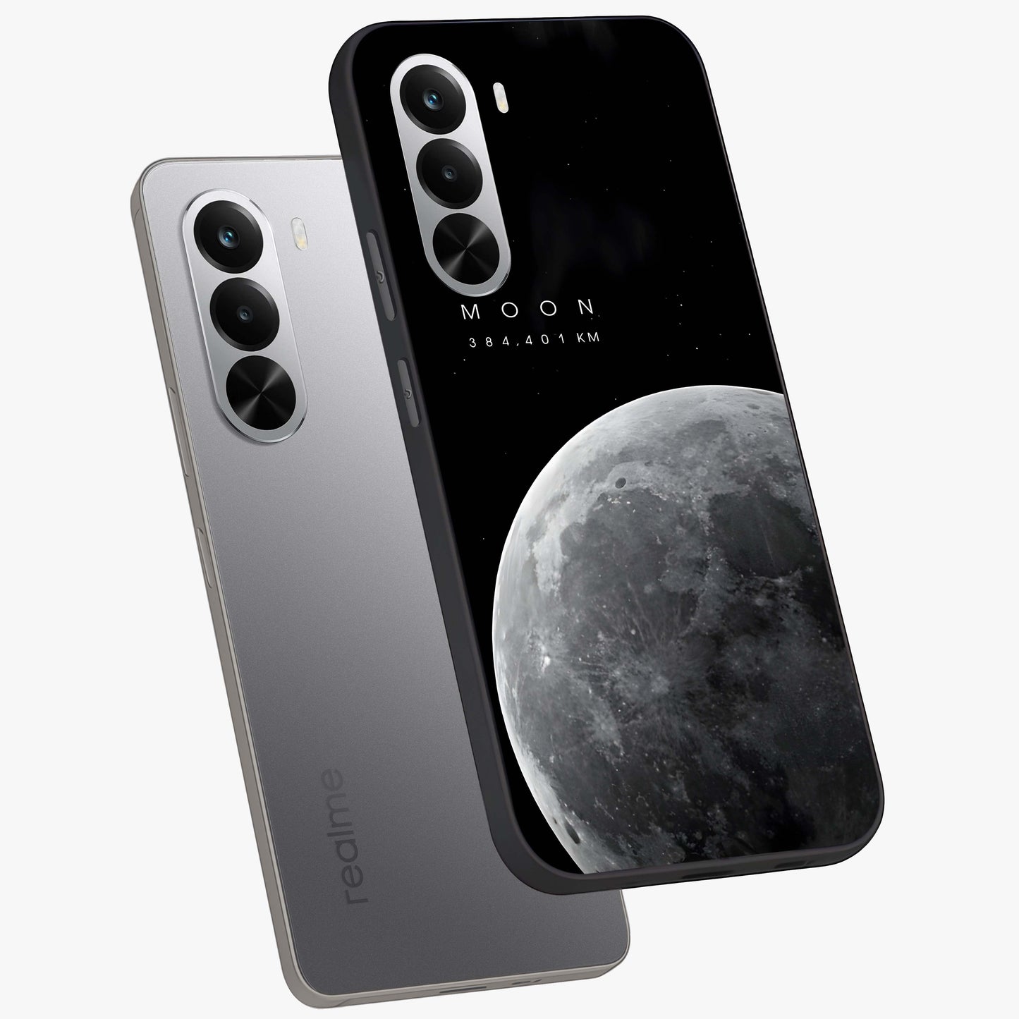 Cosmic Moon Glow Glass Case displayed in angled mockup highlighting celestial moon design with cosmic aesthetic theme.