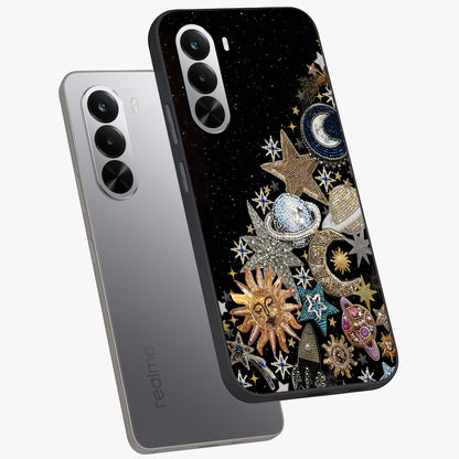 Cosmic Sparkle Dreams Glass Case displayed in angled mockup highlighting dreamy star sparkle design with celestial aesthetic.