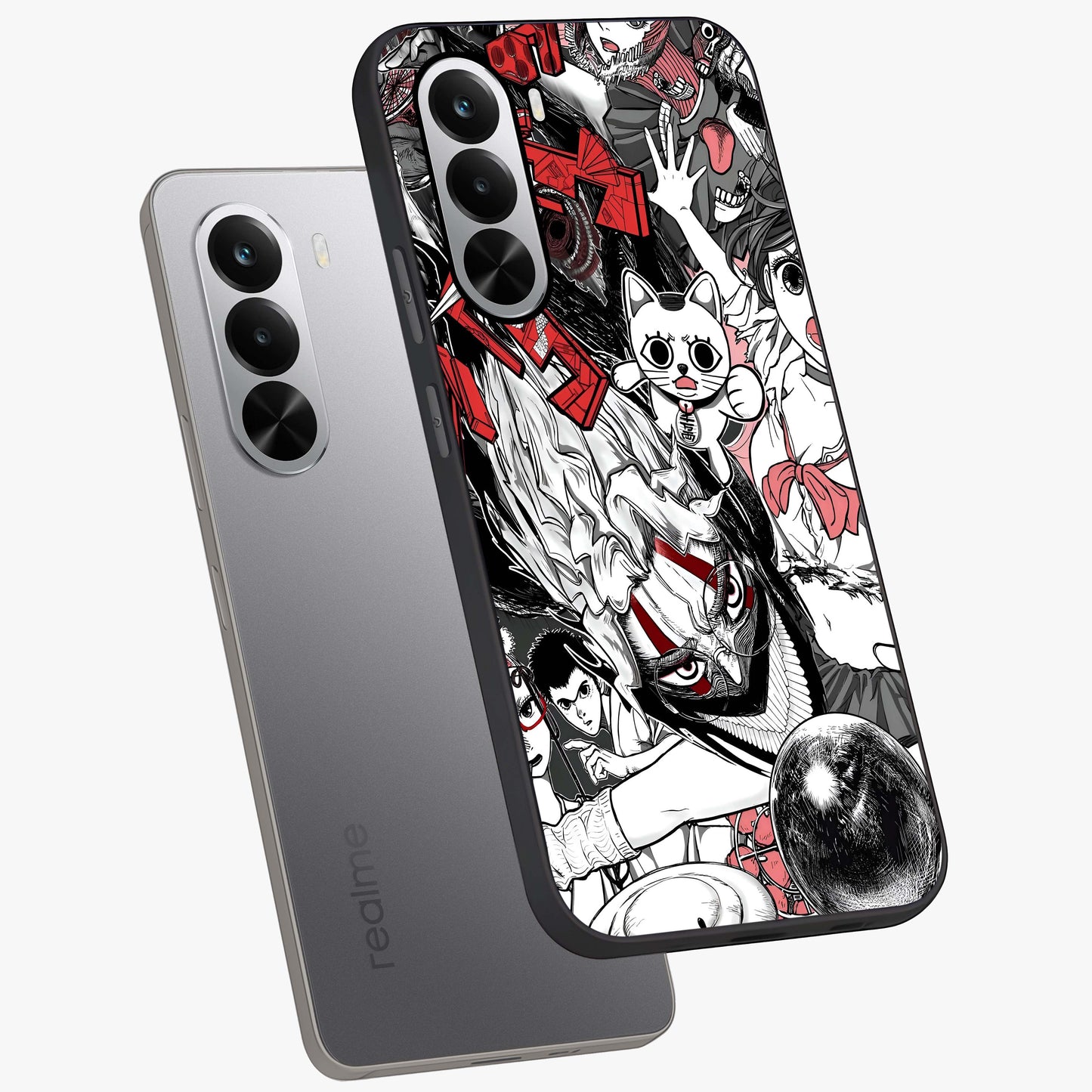 Crimson Chaos Panel Glass Case displayed in angled mockup highlighting chaotic panel style design with modern graphic theme.