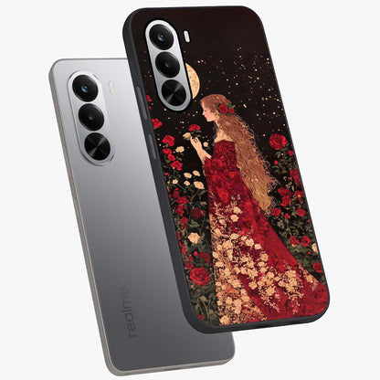Crimson Dreams Glass Case displayed in angled mockup highlighting soft crimson aesthetic design with artistic theme.