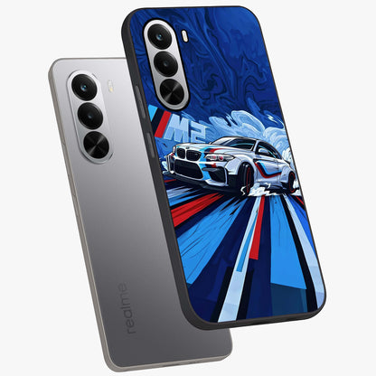 Drift Power Rush Glass Case displayed in angled mockup highlighting powerful drift car design with sporty aesthetic style.