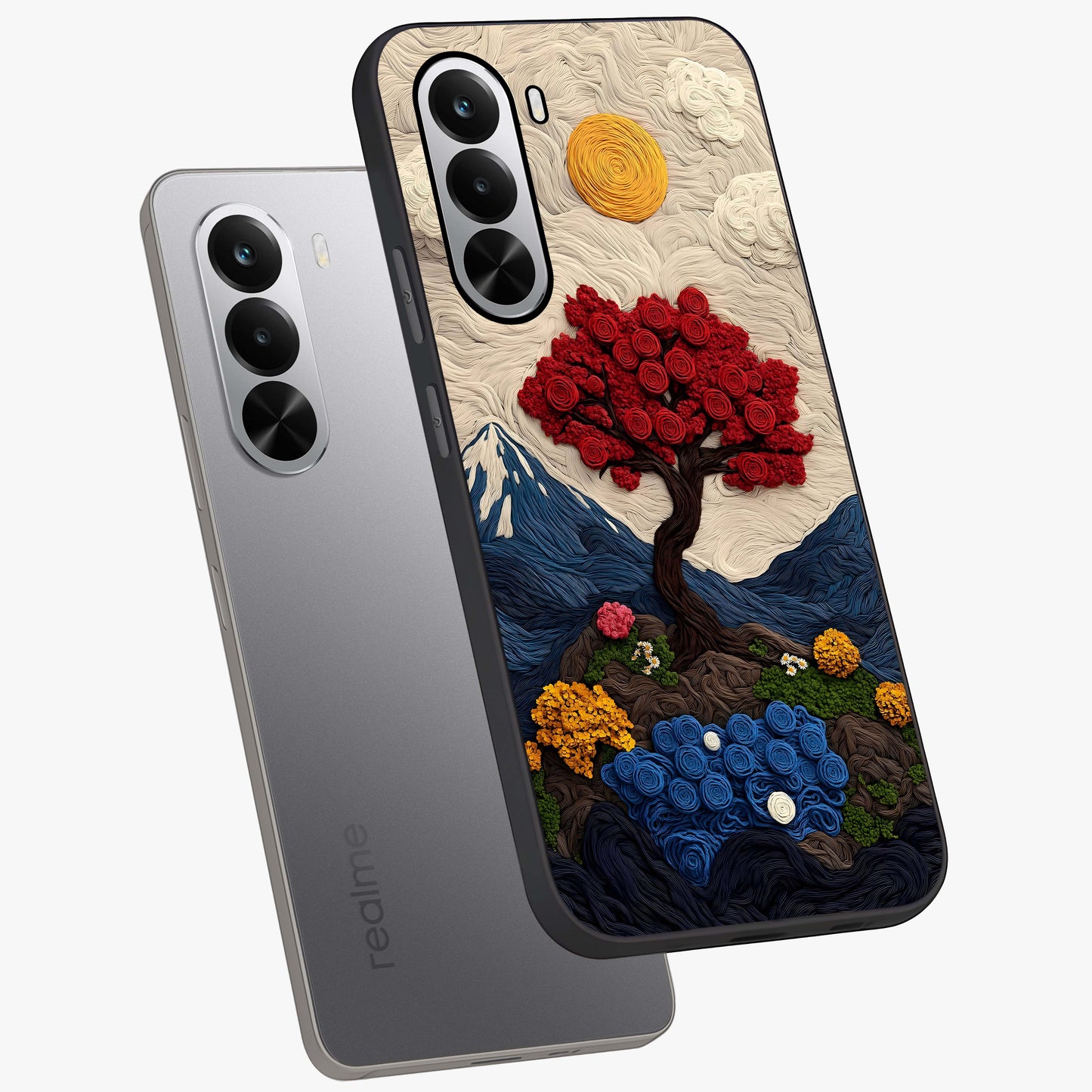 Eternal Nature Tapestry Glass Case displayed in angled mockup highlighting detailed botanical pattern with artistic aesthetic.