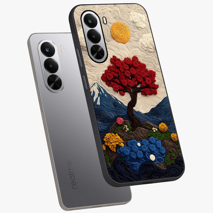 Eternal Nature Tapestry Glass Case displayed in angled mockup highlighting detailed botanical pattern with artistic aesthetic.
