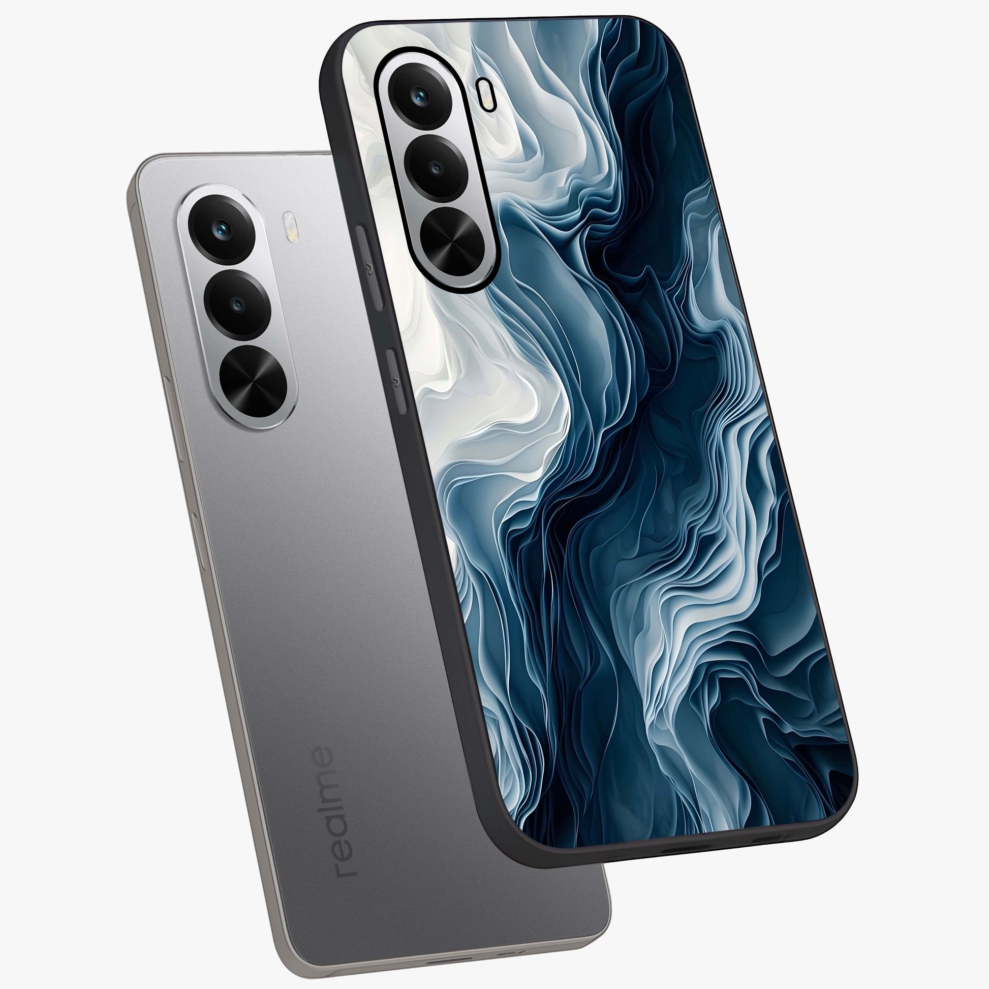 Ethereal Paper Marble Glass Case displayed in angled mockup highlighting elegant marble pattern with modern aesthetic style.