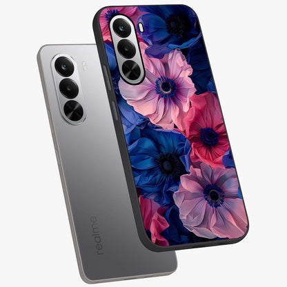 Flower Paper Art Pattern Glass Case displayed in angled mockup highlighting layered paper flower design with artistic aesthetic.