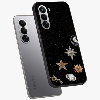Galactic Charm Glow Glass Case displayed in angled mockup highlighting luminous galaxy inspired design with dreamy aesthetic.