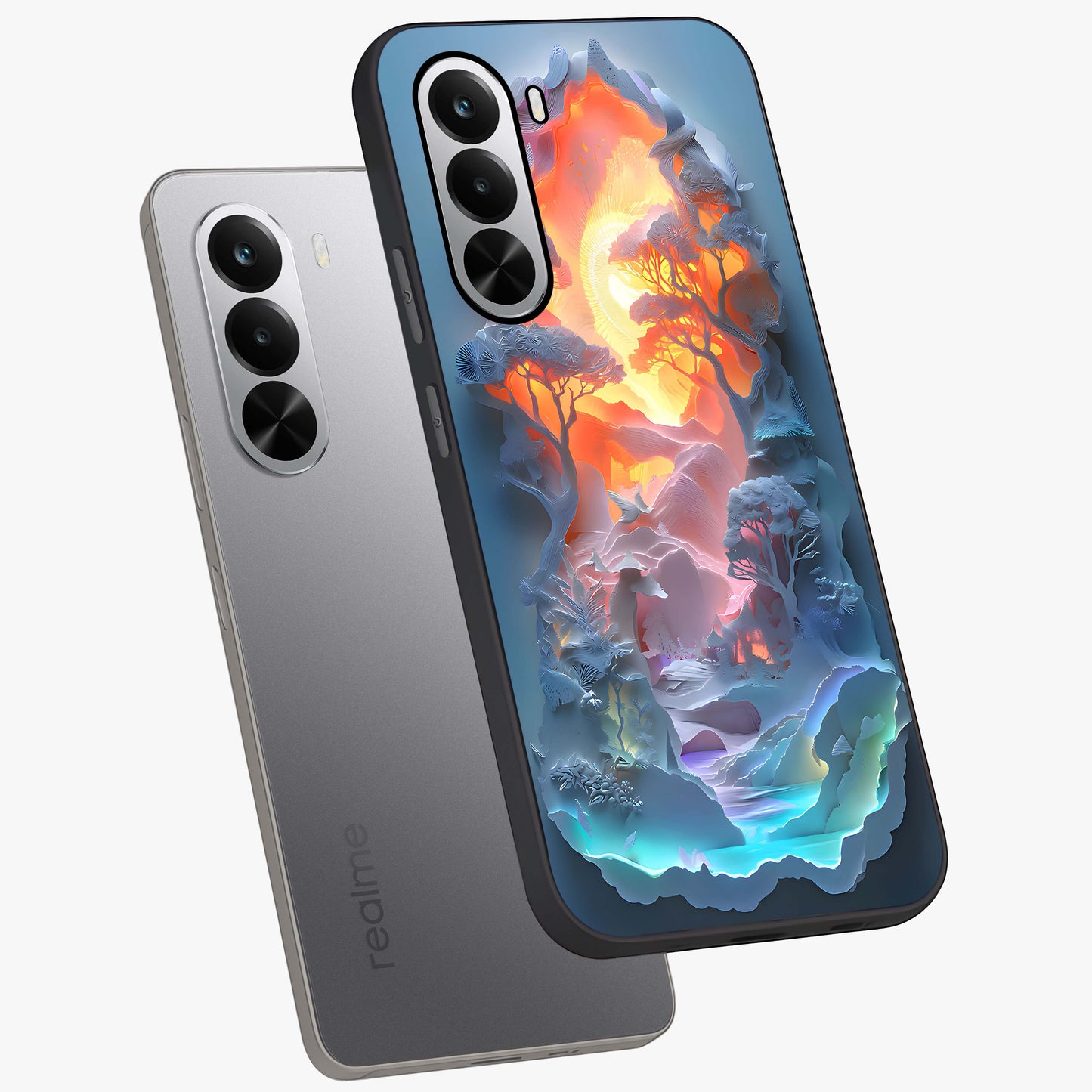 Glow Forest Portal Glass Case displayed in angled mockup highlighting mystical forest design with magical glowing aesthetic.