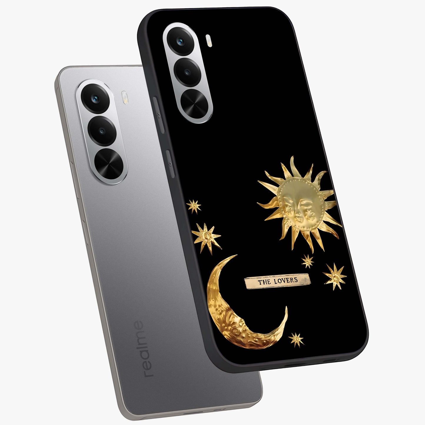 Gold Sun Blush Glass Case displayed in angled mockup highlighting radiant sun design with warm golden aesthetic.