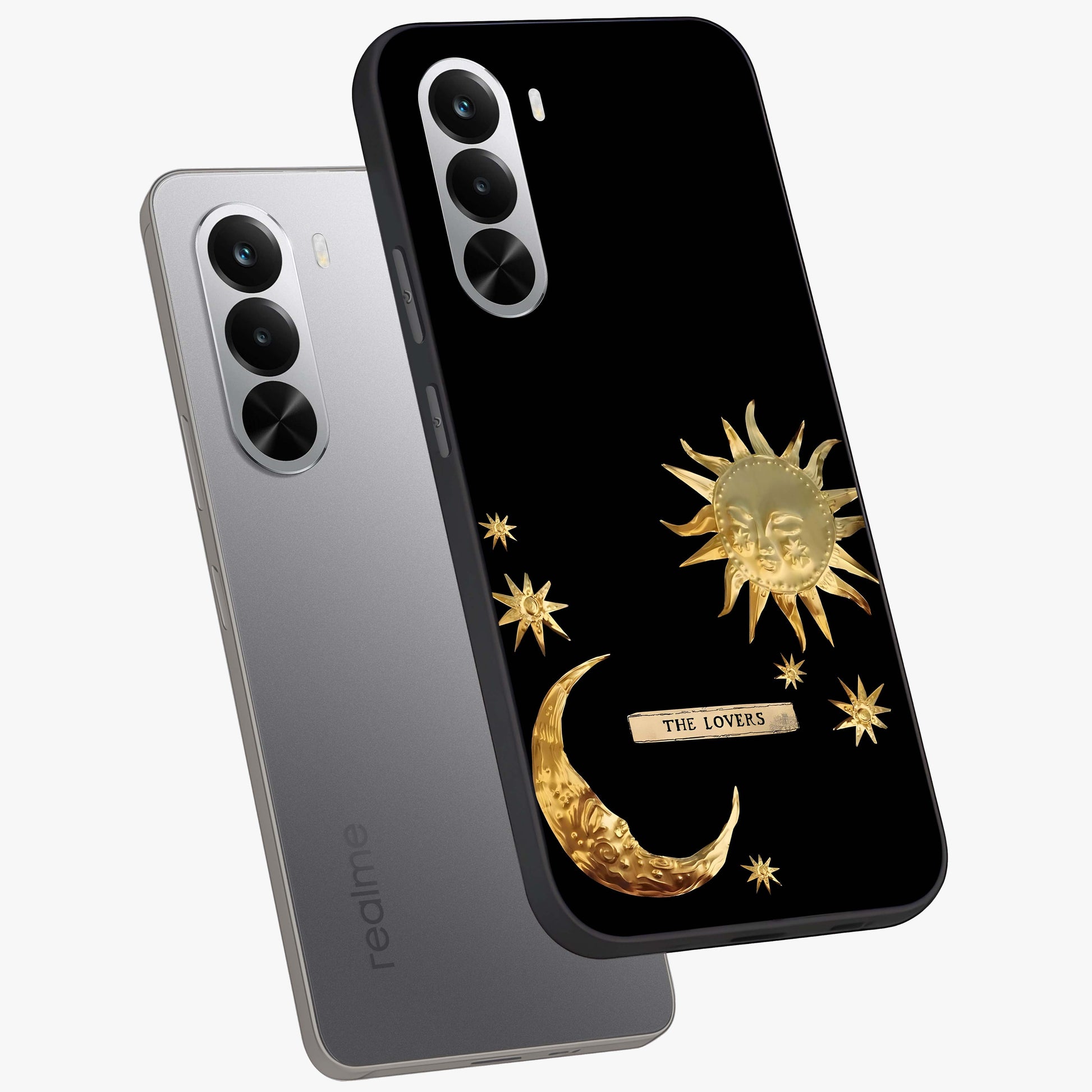 Gold Sun Blush Glass Case displayed in angled mockup highlighting radiant sun design with warm golden aesthetic.