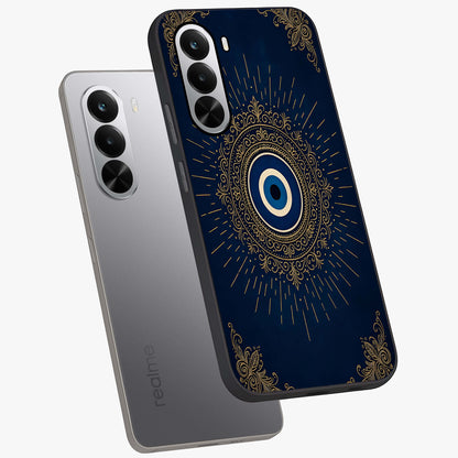 Golden Celestial Charm Glass Case displayed in angled mockup highlighting sparkling cosmic charm design with celestial aesthetic.