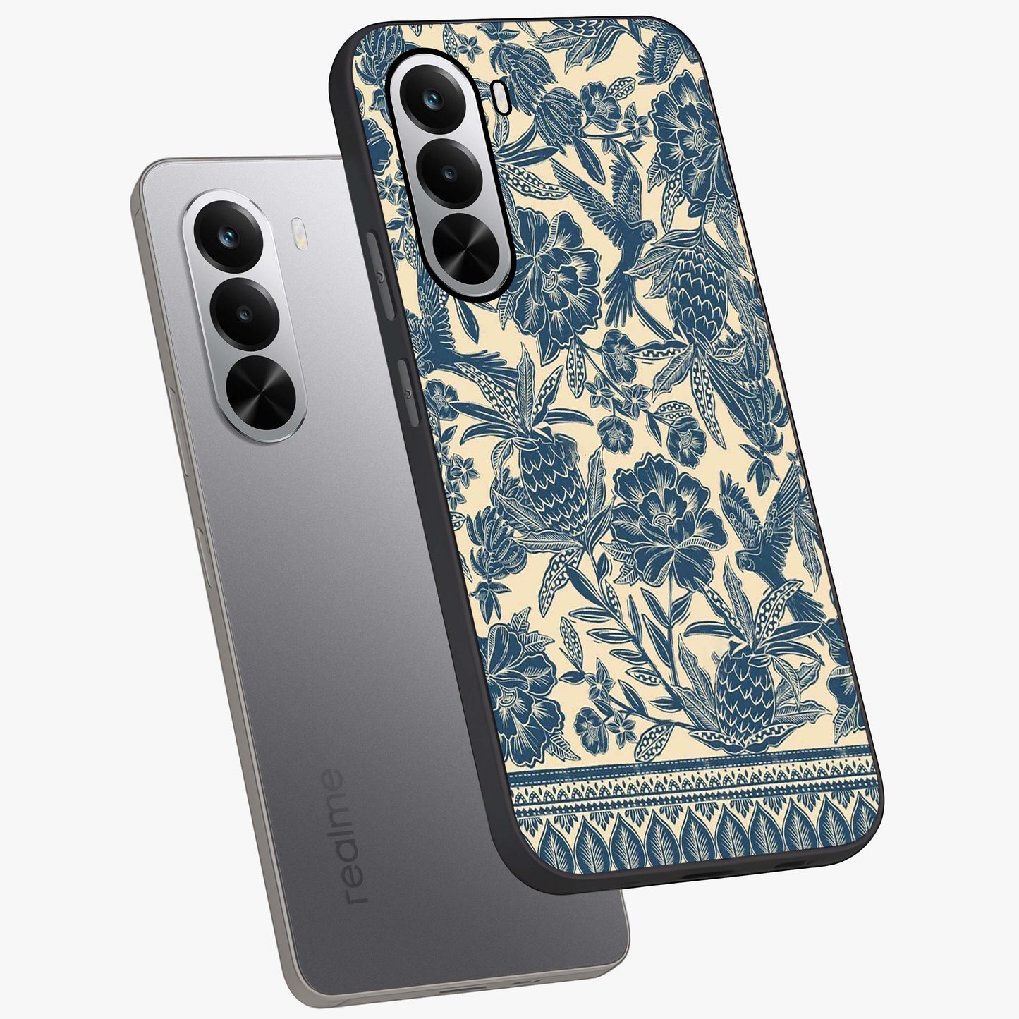 Heirloom Wild Bloom Glass Case displayed in angled mockup highlighting botanical bloom design with classic aesthetic style.