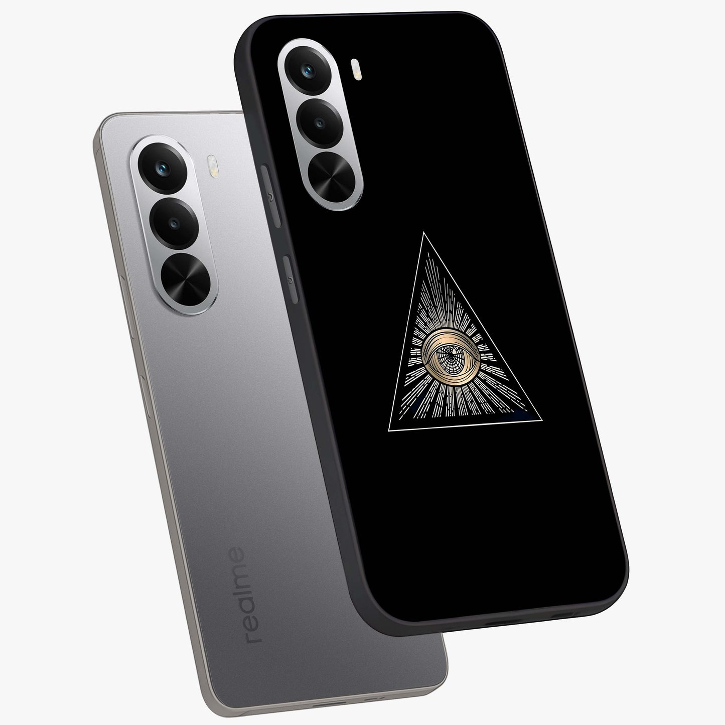 Illuminati Evil Glass Case displayed in angled mockup highlighting dark occult inspired design with bold aesthetic style.
