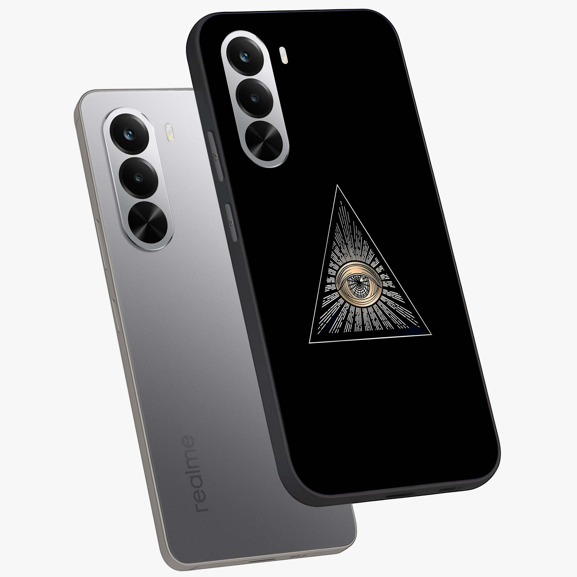 Illuminati Evil Glass Case displayed in angled mockup highlighting dark occult inspired design with bold aesthetic style.