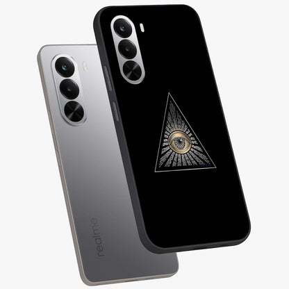 Illuminati Evil Glass Case displayed in angled mockup highlighting dark occult inspired design with bold aesthetic style.