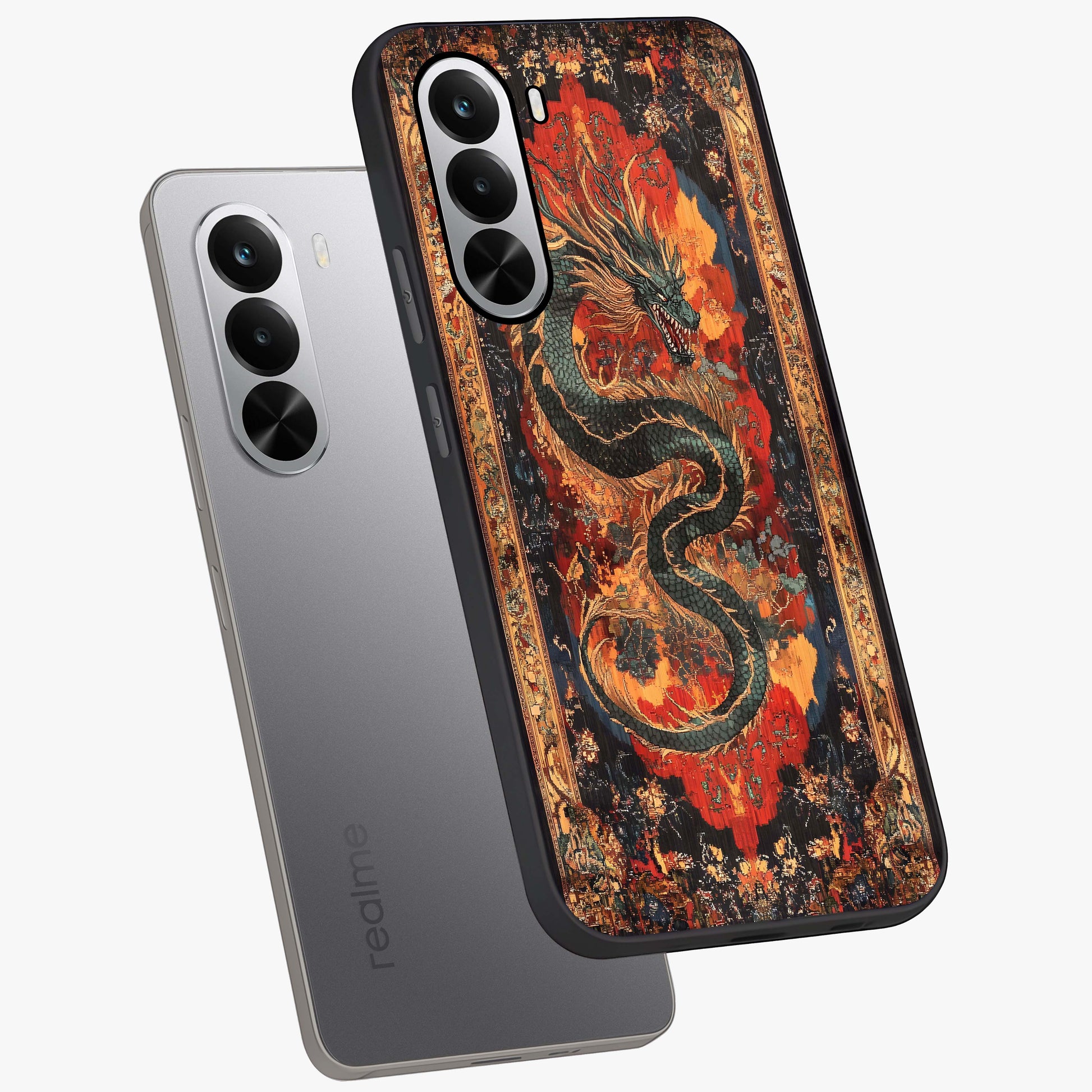 Inferno Dragon Soul Glass Case displayed in angled mockup highlighting powerful dragon illustration with inferno aesthetic.