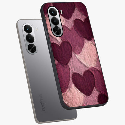 Layered Paper Hearts Glass Case displayed in angled mockup highlighting creative paper craft heart design with romantic aesthetic.
