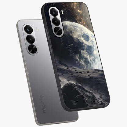 Lunar Horizon Glow Glass Case displayed in angled mockup highlighting celestial moon design with dreamy night aesthetic.